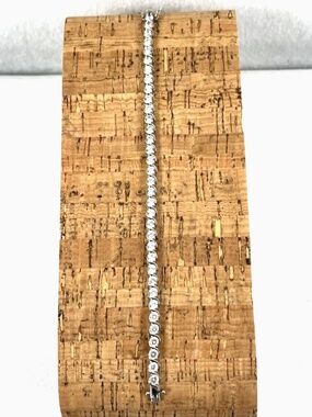 Fuzion Creations Signed FC 925 Sterling Silver Bezel Set CZ Tennis Bracelet 7.5"
